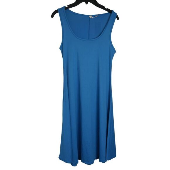 24/7 Comfort  Apparel Women's Blue Sleeveless Tunic Flared Tank Top M - Picture 3 of 9
